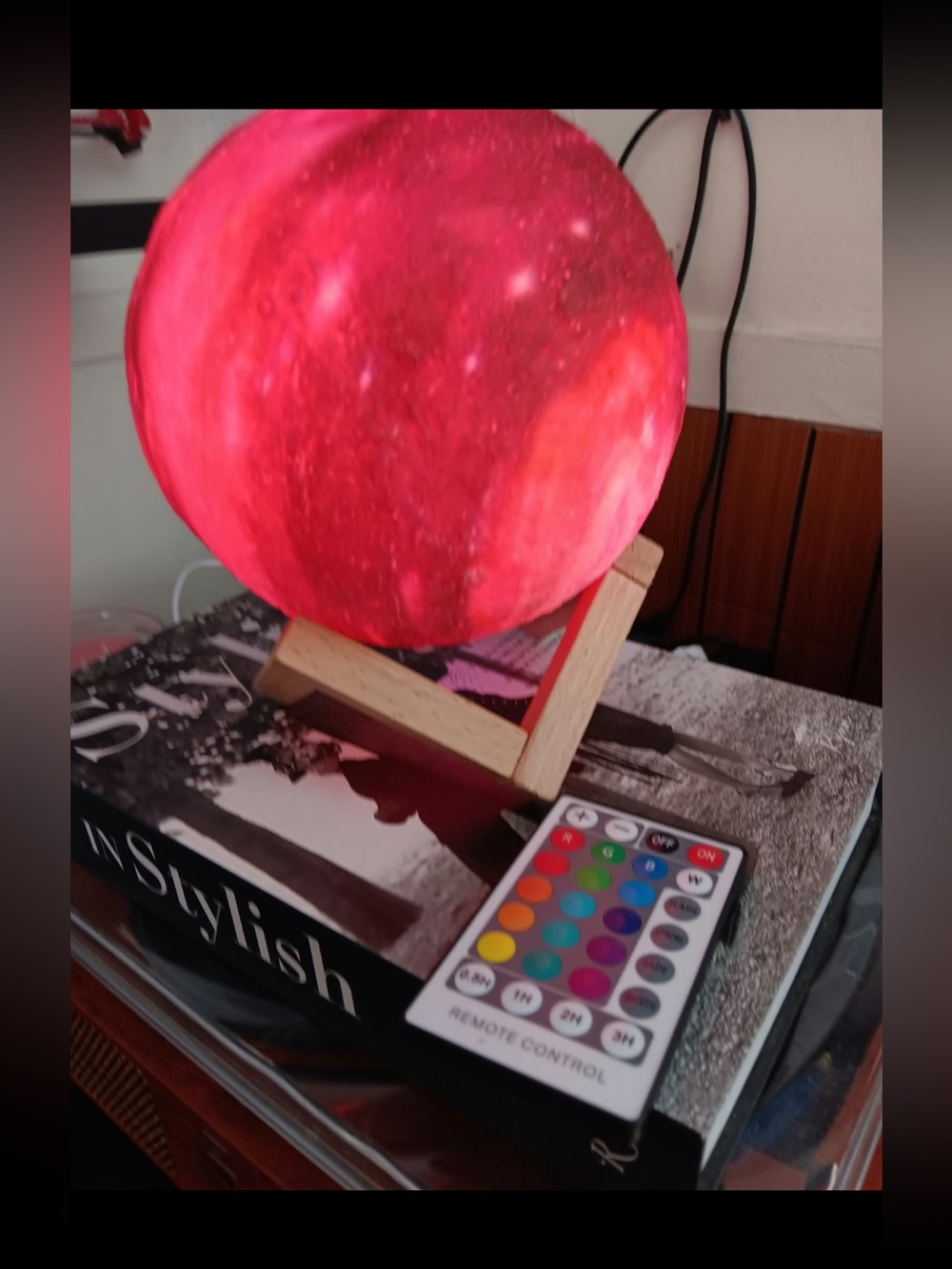 Red Moon Lamp with Remote - Home Art Accent